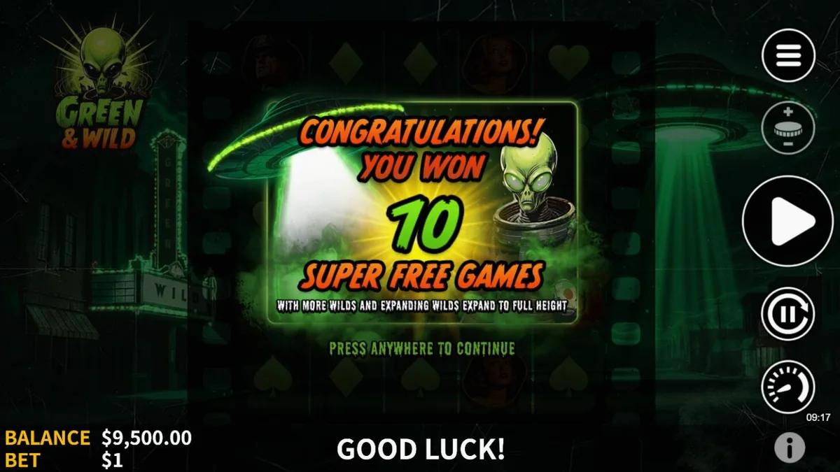 Tampilan layar slot Green & Wild di perangkat seluler